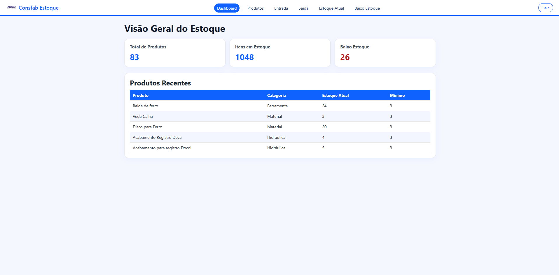 Sistema de Gestão de Estoque